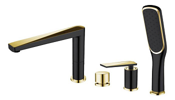 Смеситель врезной на борт ванны VENTURO черный + золото Смеситель врезной на борт ванны VENTURO черный + золото