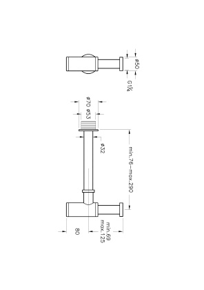 Сифон для раковины металлический, матовый черный Сифон для раковины металлический, матовый черный