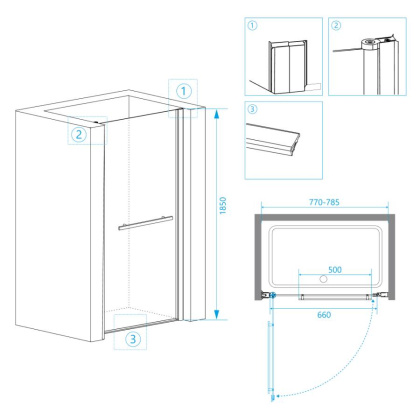 Душевая дверь RGW Passage PA-03 80 41080308-51 профиль Хром стекло шиншилла