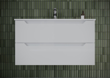 Тумба подвесная SANCOS Norma 2.0 1190х450х500, c двумя ящиками оснащенными доводчиками, белый глянец , арт. NR2.120-1W