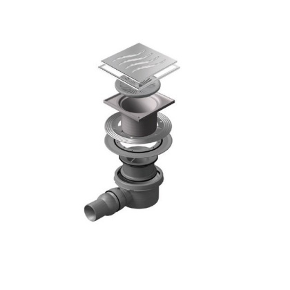 13000070 Точечный трап 150х150 мм CONFLUO STANDARD TIDE 1 MASK,металл с перфорацией Tide (Волна), с рамкой Исполнение: Хром 