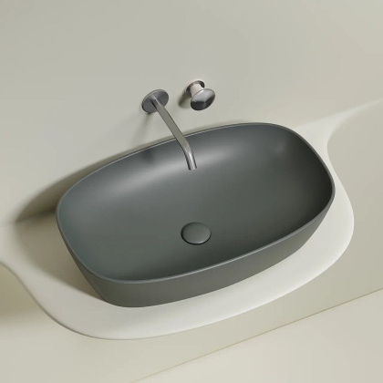 Умывальник чаша накладная овальная (цвет Антрацит Матовый) Element 600*380*138мм