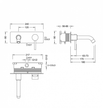 Смеситель Timo Saona 2371/18SM для раковины скрытого монтажа, черное золото