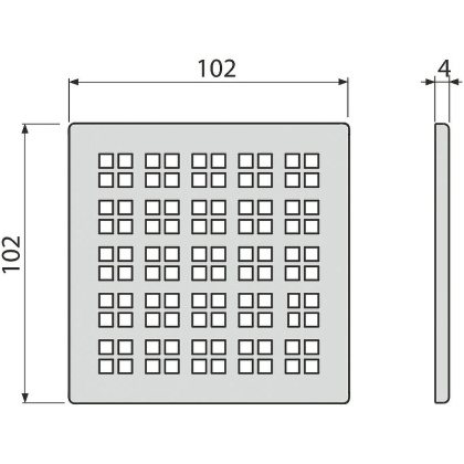Решетка для cливных трапов из нержавеющей стали 102×102 мм, нержавеющая сталь