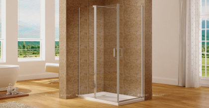 Душевой уголок Aquanet Cinetic 120х90,прозрачное стекло (AE12-N-120H190U-CT + AE12-N-90H190U-CT)