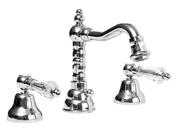 DIAMOND-BBS2-01-Sw-N Смеситель для биде на три отвер. с донным клапаном, хром, ручки Swarovski Nero