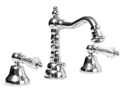 DIAMOND-BBS2-01-Sw-N Смеситель для биде на три отвер. с донным клапаном, хром, ручки Swarovski Nero