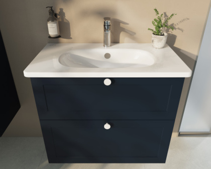 Модуль Root Classic 80 см с классической раковиной, 2 ящика, матовый темно-синий