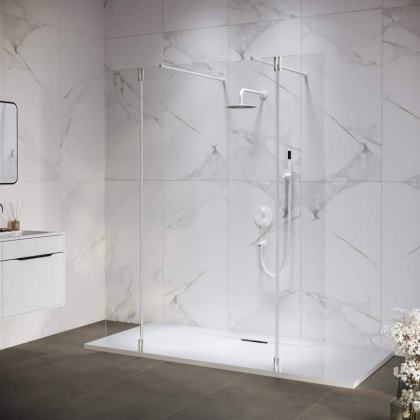 Душевая перегородка 120* 30*195 RGW WA-052W (WA-016W + 2Z-071W) Белый/Прозрачное/6 мм