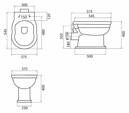 Чаша приставного унитаза BelBagno BOHEME BB115CB