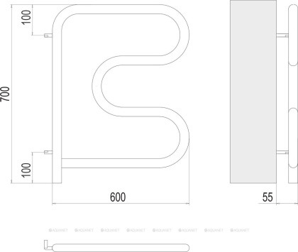Полотенцесушитель Terminus Электро 25 F-обр 600х600 поворотный