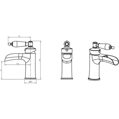 Смеситель для умывальника VOGUE CRYSTAL, золото_Комплект Смеситель для умывальника VOGUE CRYSTAL, золото_Комплект