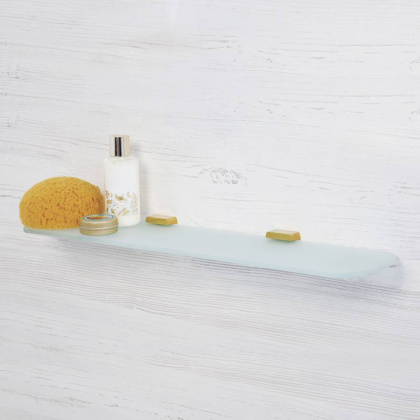 Полка стеклянная Sauer, 53х2,3х13 см, цвет белый и золото, K-7924