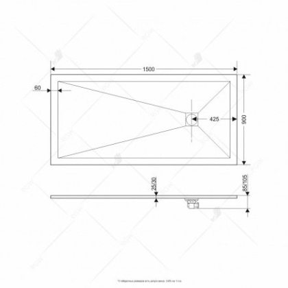 Душевой поддон RGW ST-159W 90 x 150 см, прямоугольный, из искусственного камня, белый, 16152915-01