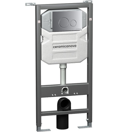 Система инсталляции для унитазов CERAMICANOVA Envision с кнопкой смыва Round цвет хром матовый и креплениями, арт. CN1001M