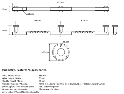 Поручень прямой, резина