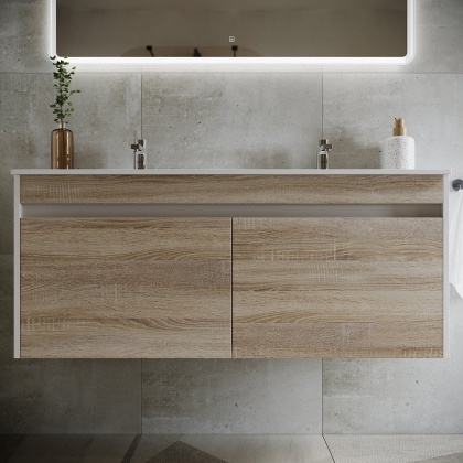 Тумба подвесная SANCOS Smart 1190х450х500, 4 ящика оснащенными доводчиками, дуб бардолино/белый  , арт. SM120-2E