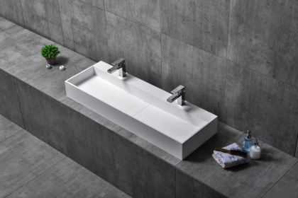 Раковина накладная ABBER Stein AS2642 двойная, белая матовая Раковина накладная ABBER Stein AS2642 двойная, белая матовая