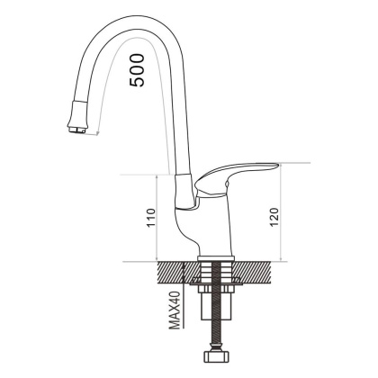 Смеситель для кухни латунь, черный S5543-3