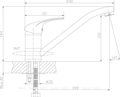 Смеситель Rossinka A35-21 для кухни