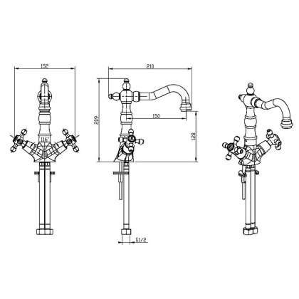 Смеситель для умывальника, высокий _Комплект