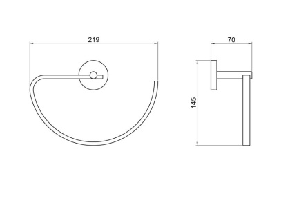 Полотенцедержатель овальный AQUATEK, матовый черный AQ4621MB БЕТТА