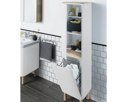 Пенал Sentо, с корзиной для белья, 40 см, цвет матовый белый, правосторонний  ( ножки 61069 заказываются отдельно ) Пенал Sentо, с корзиной для белья, 40 см, цвет матовый белый, правосторонний  ( ножки 61069 заказываются отдельно )