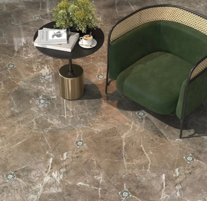 Вставка OS\A283\SG606220RL Серенада 1 бежевый/зеленый 7,2см*7,2см*9мм (1уп/9шт/)Лаппатированный, шт