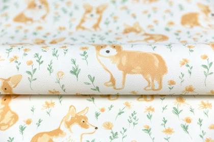 Обои виниловые Уик-энд мотив, жёлто-зелёный корги