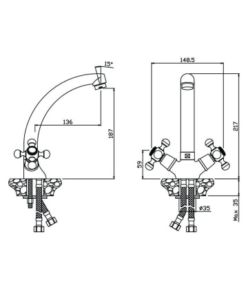 Смеситель РЕЗИНОВЫЕ кранбуксы д/кухни GIRONA, арт.01430GRG