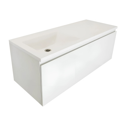 Тумба подвесная под умывальник Dallas Luxe 1300х482 левосторонняя 1 ящик (ШхГхВ) 1292х476х430