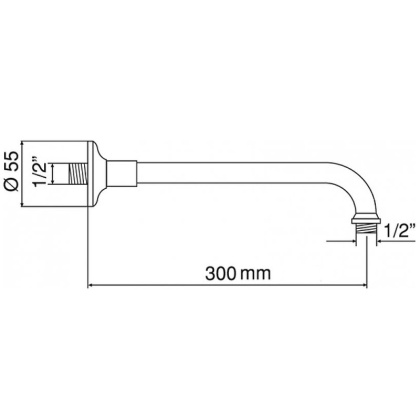 CZR-U-TDA-30-01 Кронштейн для душа, 32 см, круглое сечение, исполнение хром