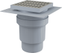 Сливной трап 150×150/110 мм прямой сток, решетка из нержавеющей стали, воротник изоляции 2–го уровня, гидрозатвор мокрый