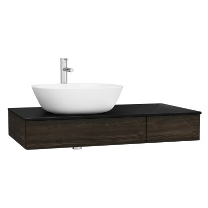 Модуль 90 см под раковину с выдвижным ящиком, левосторонний, темный вяз