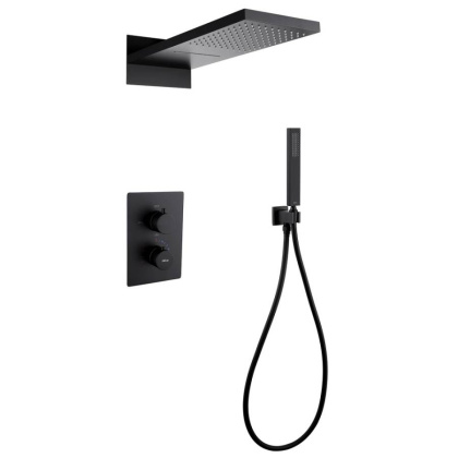 Душевая система ABBER Weiss Insel AF8052B скрытого монтажа без излива, термостат, черная матовая Душевая система ABBER Weiss Insel AF8052B скрытого монтажа без излива, термостат, черная матовая