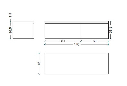 Ящик под столешницу 140см LIGHT OAK VALLESSI UNO-S 897-140-L Boheme
