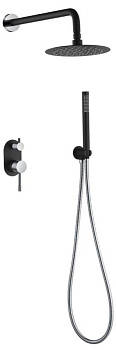 Смеситель встроенный + верхний+ ручной душ Uno. Черный Хром Смеситель встроенный + верхний+ ручной душ Uno. Черный Хром