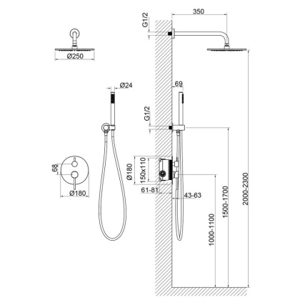 Душевая система Timo Saona SX-2369/17SM скрытого монтажа, золото матовое