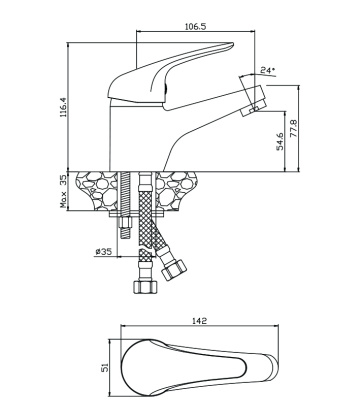 Смеситель д/раковины LEON, арт.04100LN Смеситель д/раковины LEON, арт.04100LN