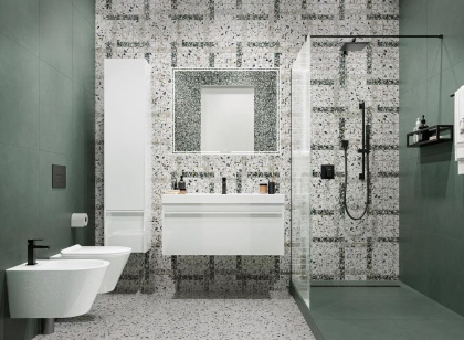 Плинтус Чементо зелёный матовый обрезной 30x12x1,3