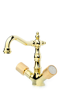 Смеситель для умывальника, высокий ROYAL CRYSTAL, золото_Комплект Смеситель для умывальника, высокий ROYAL CRYSTAL, золото_Комплект