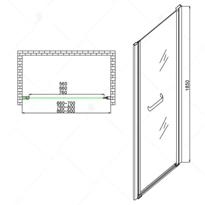 Душевая дверь RGW Passage PA-03 60 04080306-11 профиль Хром стекло прозрачное