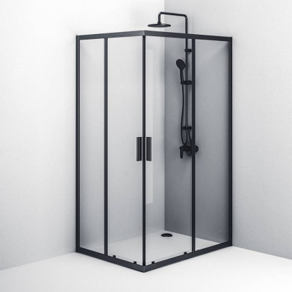 W93G-404-120290-BT Gem S Twin Slide 120x90. Душевое ограждение,120x90, профиль Черный мат., стекло п