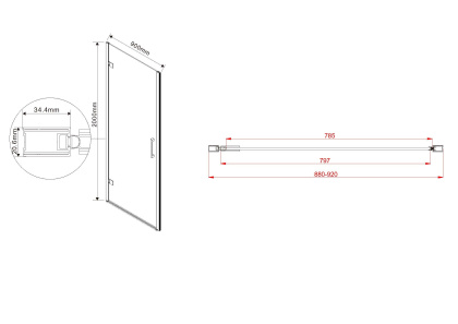 Душевая дверь Flex VDP-1F900CLB, 900, черный, стекло прозрачное