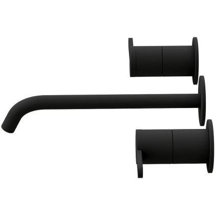 LEAF-BLI3L-NOP Смеситель для раковины встраиваемый на три отверстия, исполнение черный матовый