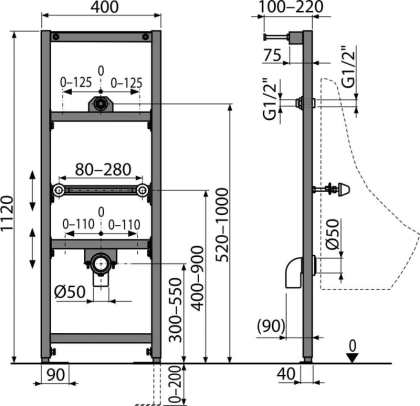 Монтажная рама для писсуара Монтажная рама для писсуара