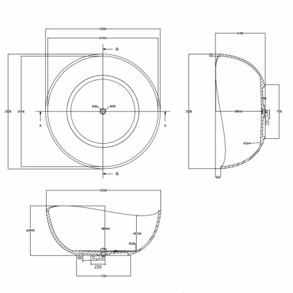 Прозрачная ванна ABBER Kristall AT9705Onyx черная