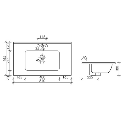 Умывальник накладной прямоугольный Element 810*465*180мм