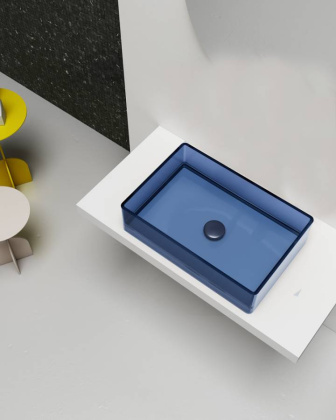 Раковина накладная прозрачная ABBER Kristall AT2803Saphir синяя Раковина накладная прозрачная ABBER Kristall AT2803Saphir синяя