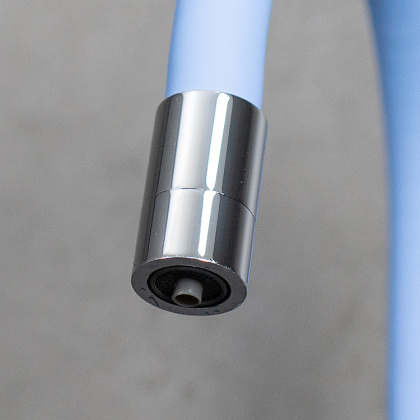 Смеситель для кухни с гибким изливом, с подключением к фильтру питьевой воды, латунь/хром/голубой